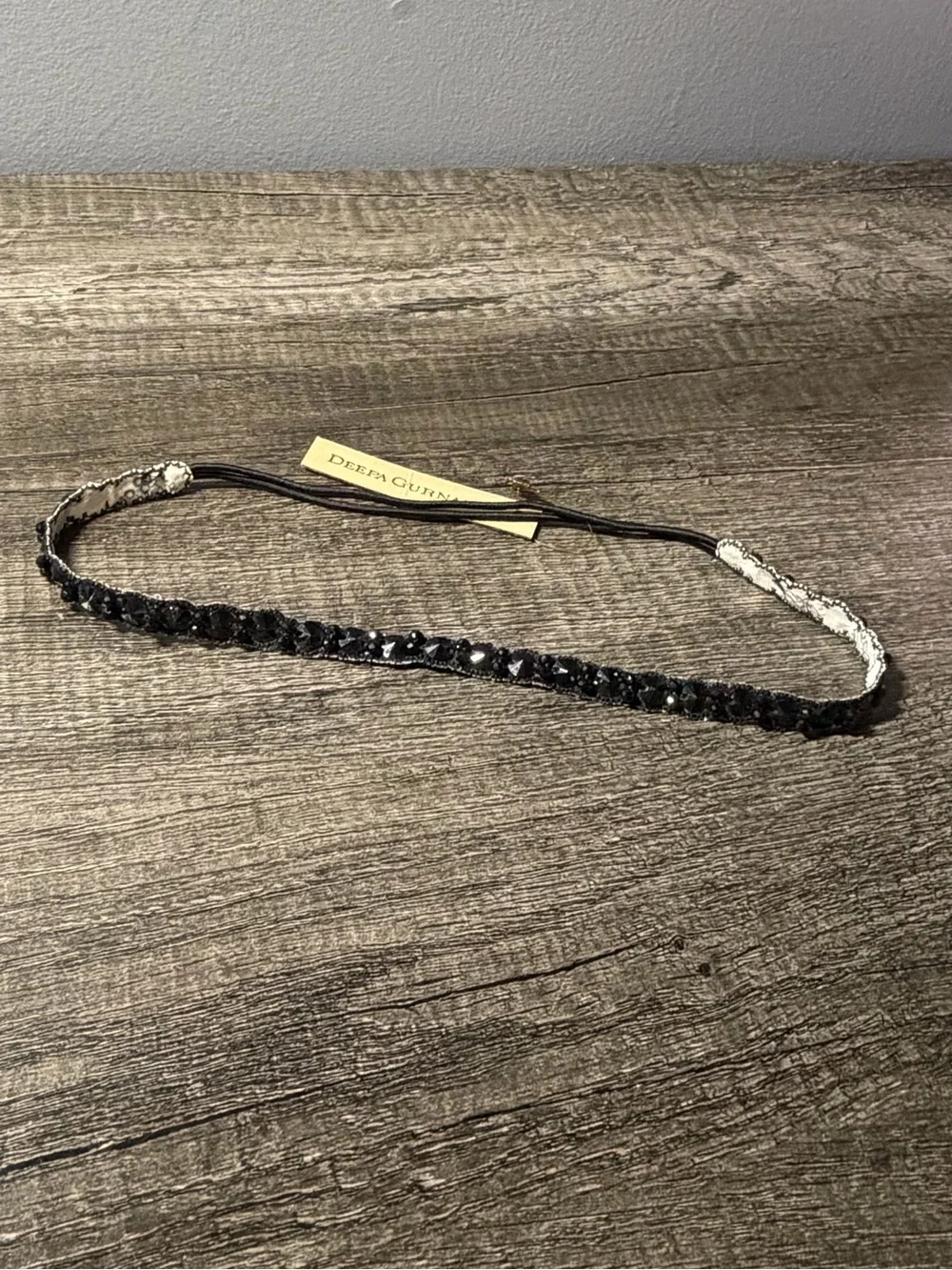 NWT Deepa Gurnani Embellished Headband & Hair Tie Set Beaded Crystal Boho
